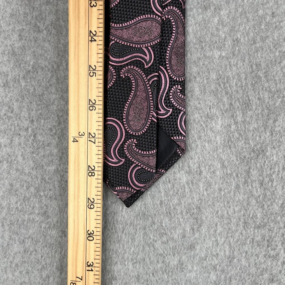 Ermrnrgildo Zegna Neck Tie Gray Pink Paisley Silk Made In Italy Mens - Picture 6 of 7
